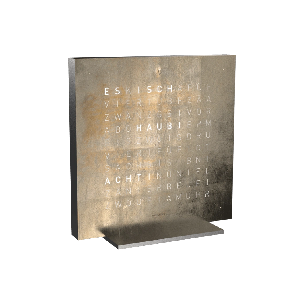 QLOCKTWO FRONTCOVER EARTH 13.5 | Silver & Gold